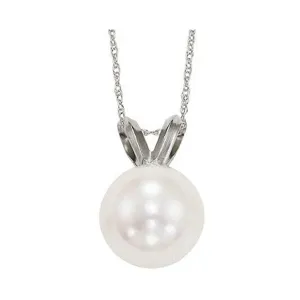 14KT White Gold Classic Book Akoya Pearl Neckwear Pendant