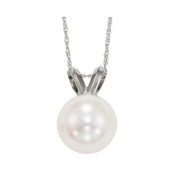 14KT White Gold Classic Book Akoya Pearl Neckwear Pendant