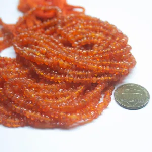 4 Strand Orange Carnelian Smooth Rondelle Loose Gemstone Spacer Beads 14" 3-4mm