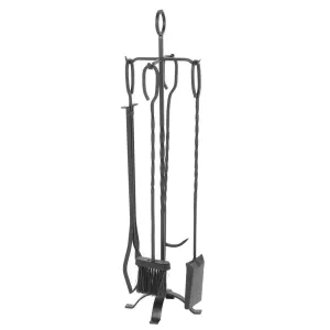 5-Piece Forged Iron Fireplace Tool Set