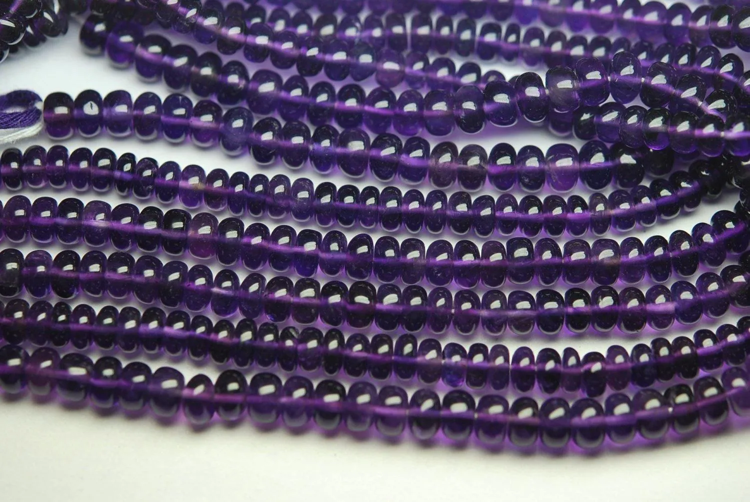 8 Inch Strand,Super Rare Finest Quality Purple Natural African Amethyst Smooth Polished Rondelles 6-6.5mm