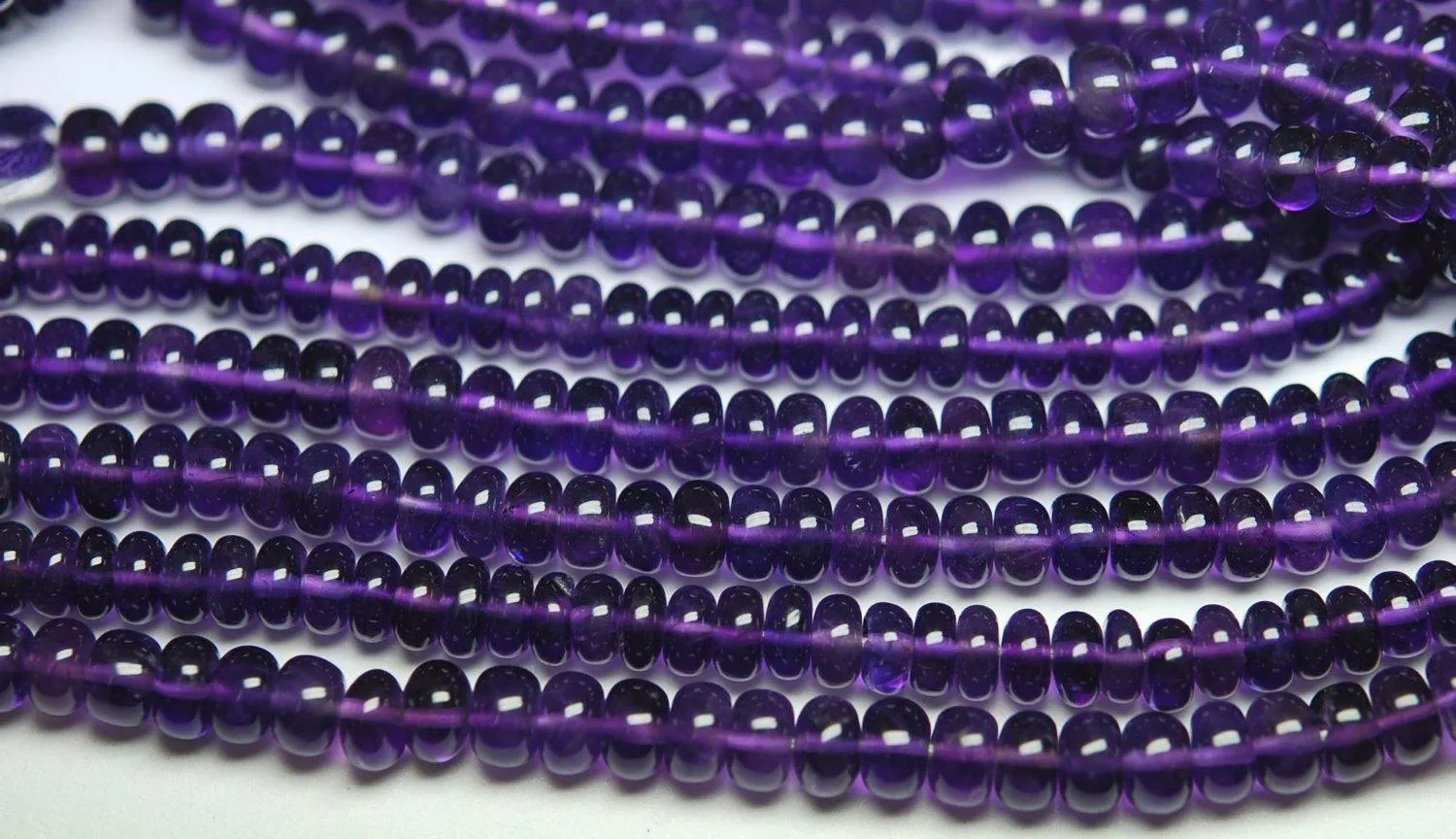 8 Inch Strand,Super Rare Finest Quality Purple Natural African Amethyst Smooth Polished Rondelles 6-6.5mm