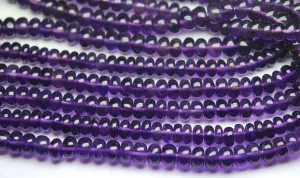 8 Inch Strand,Super Rare Finest Quality Purple Natural African Amethyst Smooth Polished Rondelles 6-6.5mm