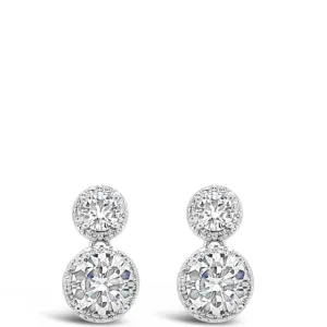Absolute Silver Double Halo Drop Earrings