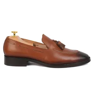 Agustian The Tan Brown Leather Moccasin