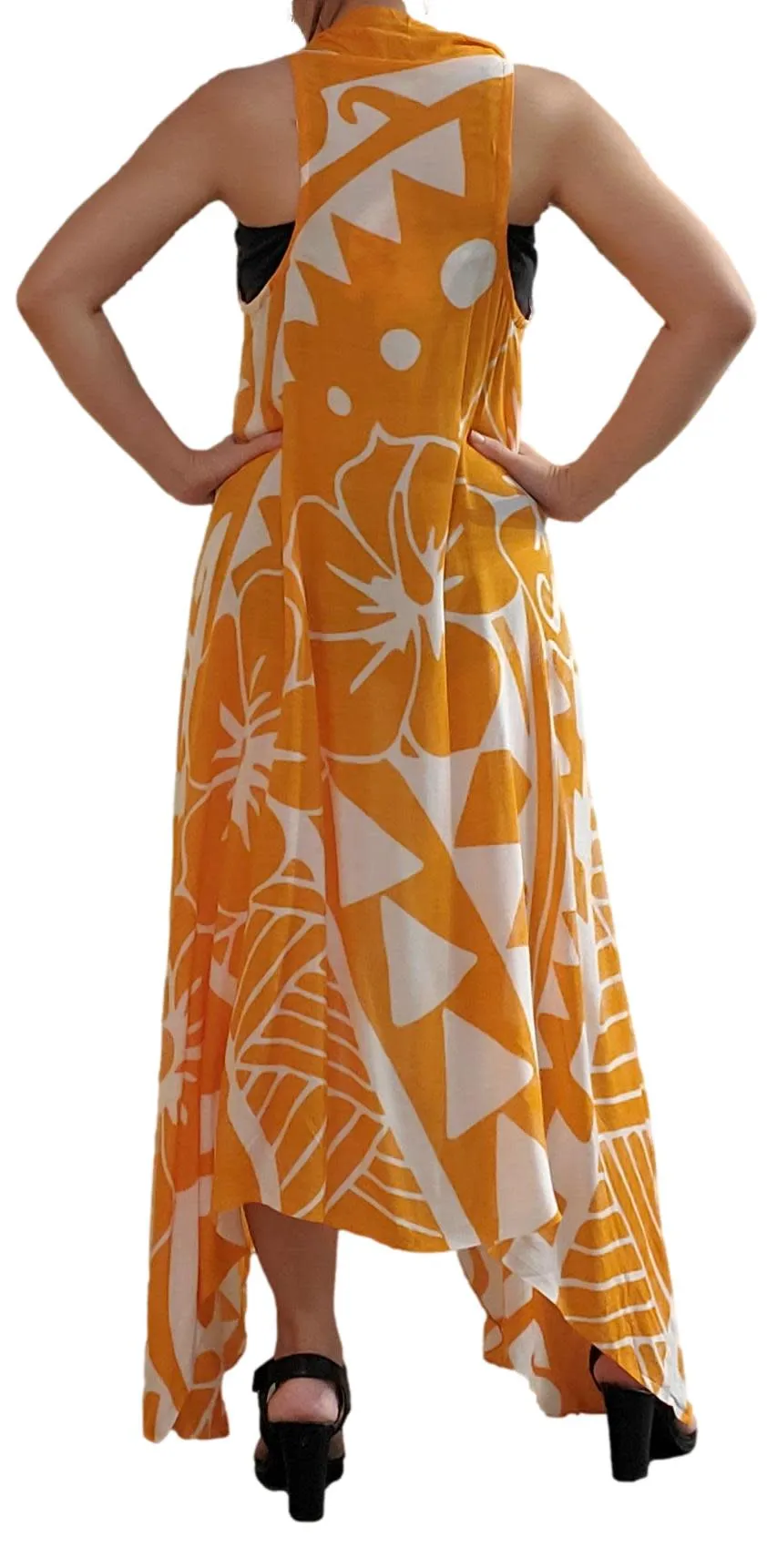 Aloha Royale - Magic Sarong - Rounded Corners - Hawaiian Hibiscus - Iced Mango & White