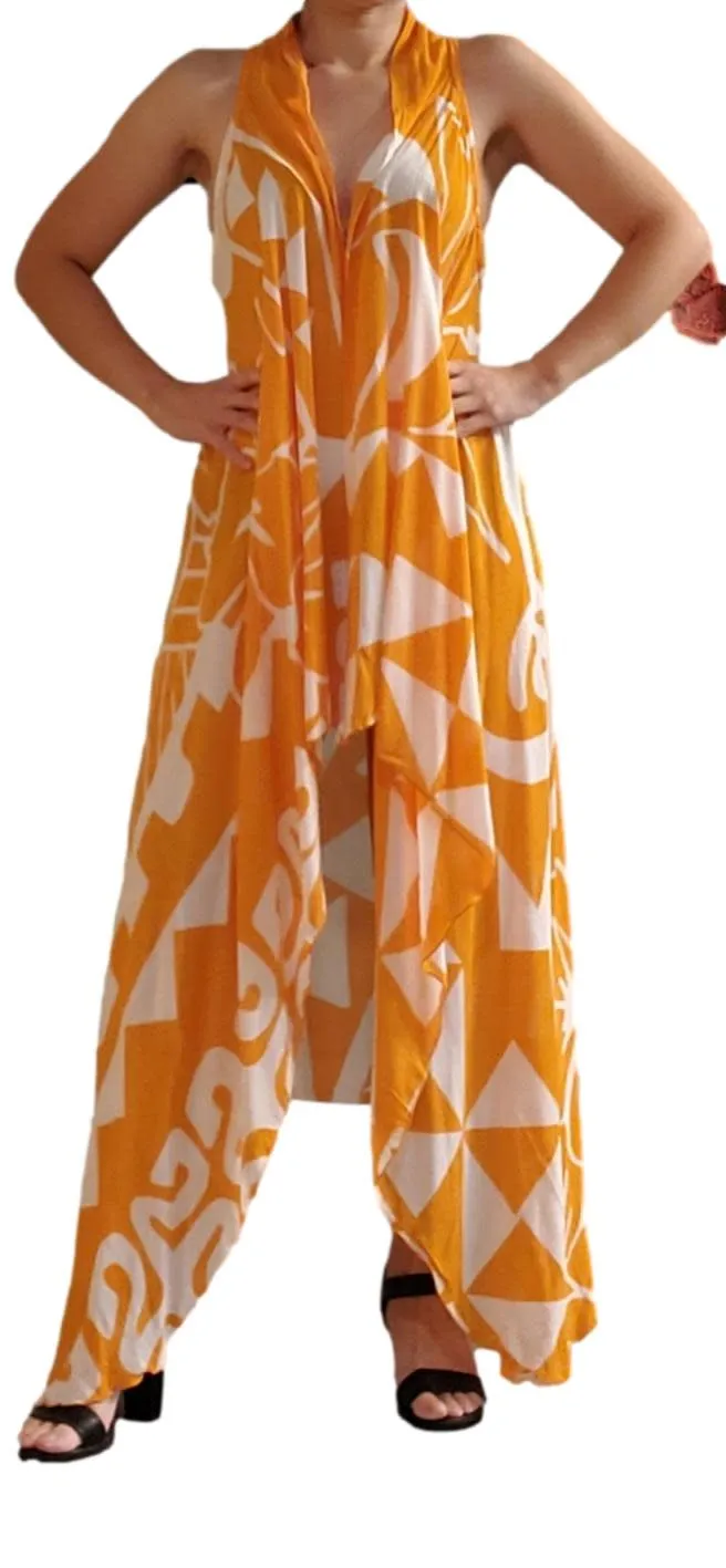 Aloha Royale - Magic Sarong - Rounded Corners - Hawaiian Hibiscus - Iced Mango & White