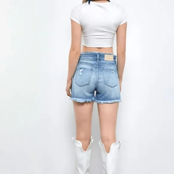 Artemis Vintage Bailey High Rise Crossover Denim Shorts