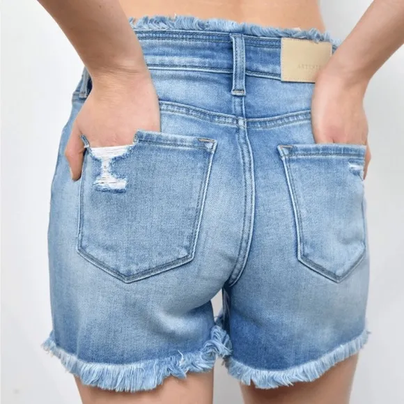 Artemis Vintage Bailey High Rise Crossover Denim Shorts