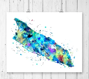Aruba Map Watercolor Art Print - Unframed