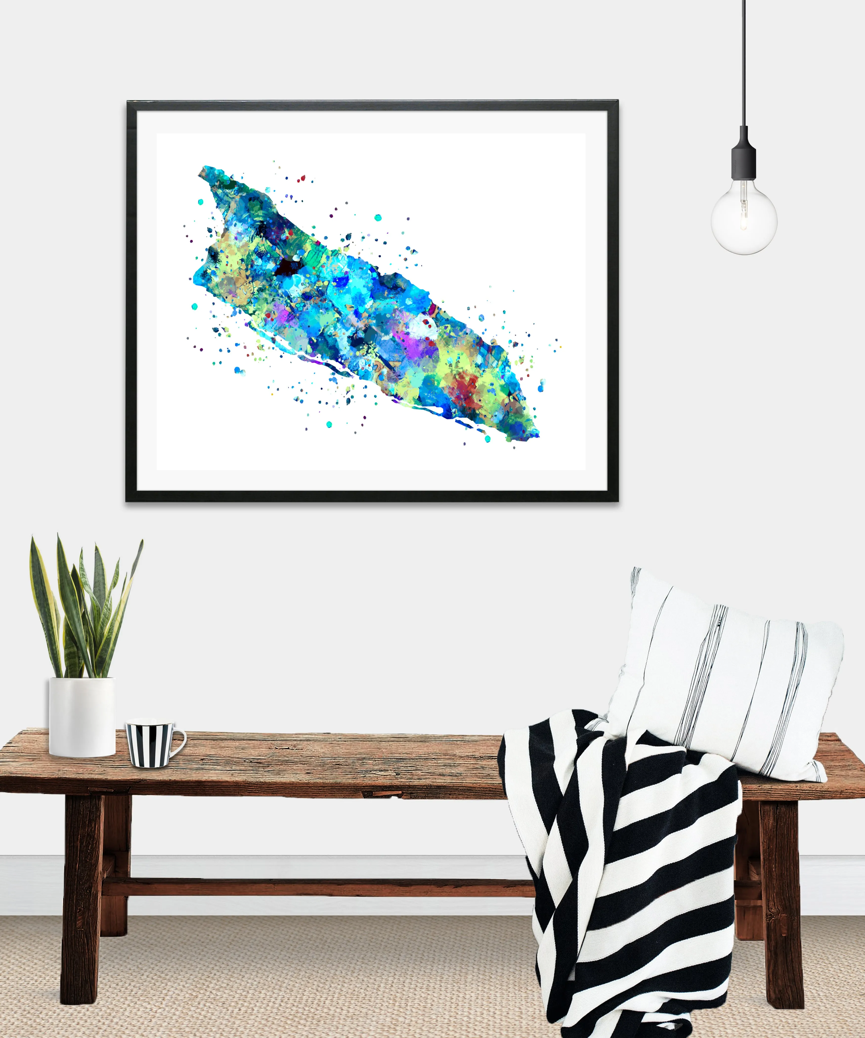 Aruba Map Watercolor Art Print - Unframed