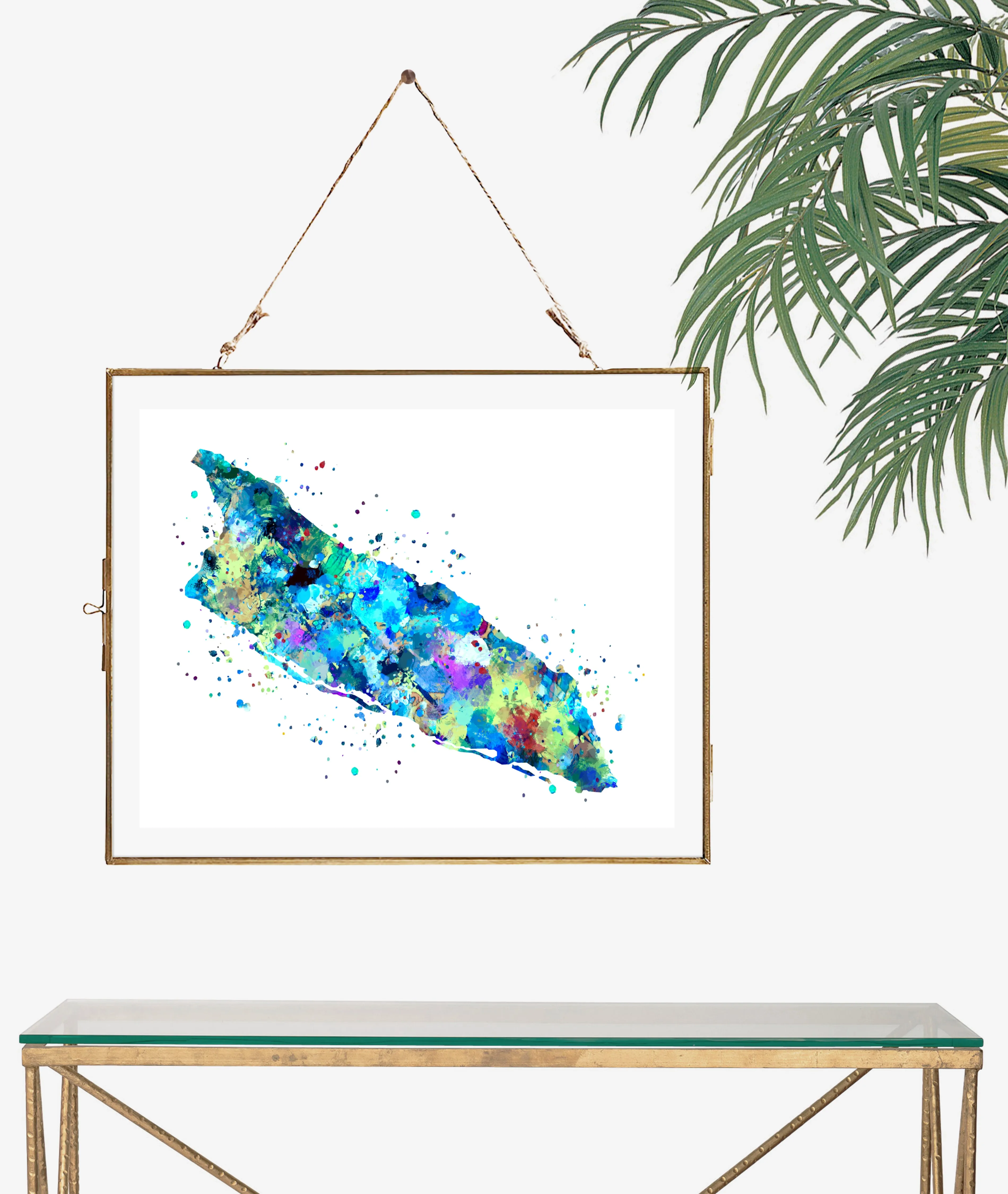 Aruba Map Watercolor Art Print - Unframed