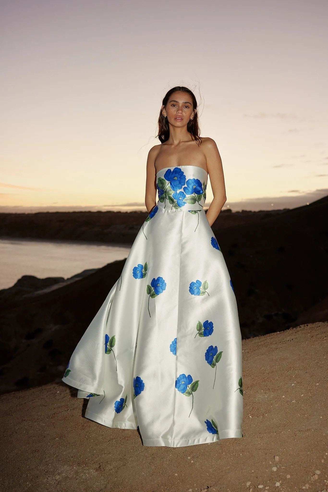 AUDREY DRESS IN CELESTE/FOAM - PRE ORDER NOW