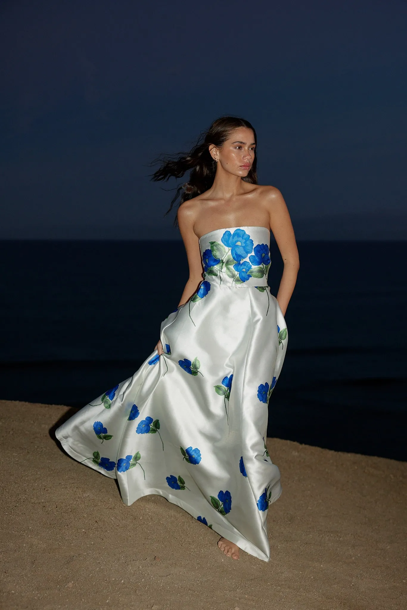 AUDREY DRESS IN CELESTE/FOAM - PRE ORDER NOW