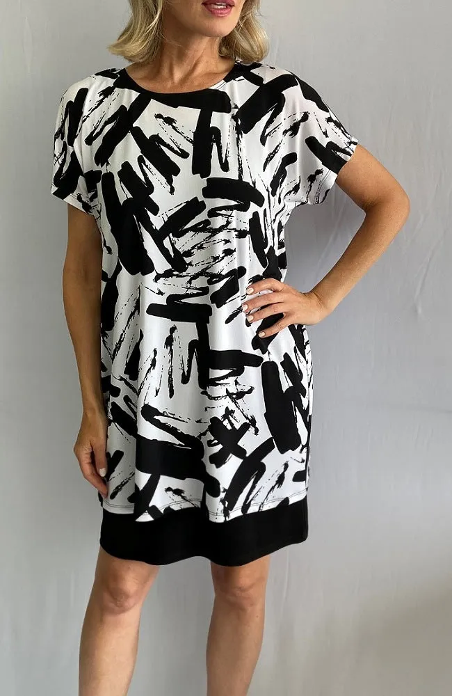 Black and White Paint Stroke Dress