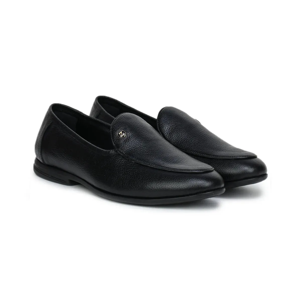 Black Formal Apron-Toe Loafers 1740 | Leather Shoes for Men