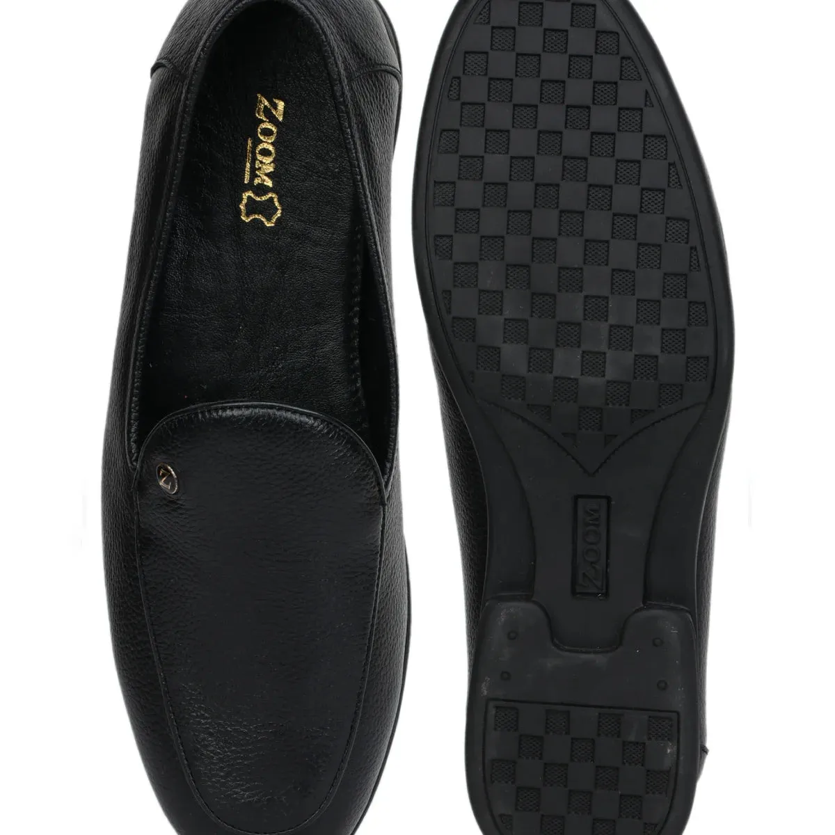 Black Formal Apron-Toe Loafers 1740 | Leather Shoes for Men