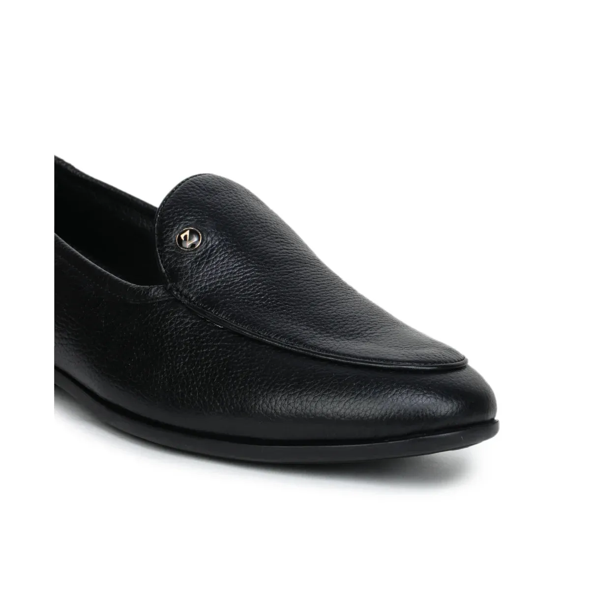Black Formal Apron-Toe Loafers 1740 | Leather Shoes for Men