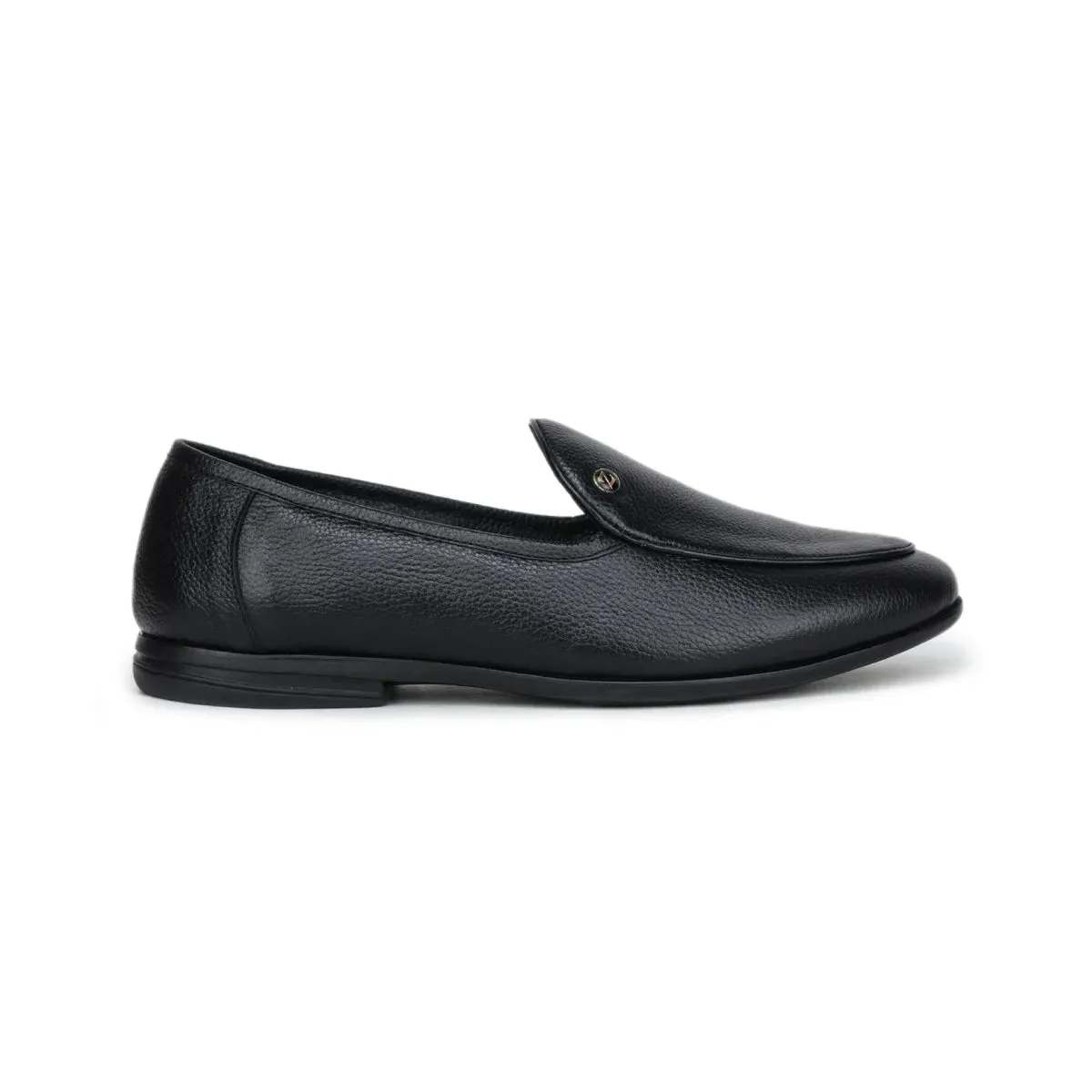 Black Formal Apron-Toe Loafers 1740 | Leather Shoes for Men