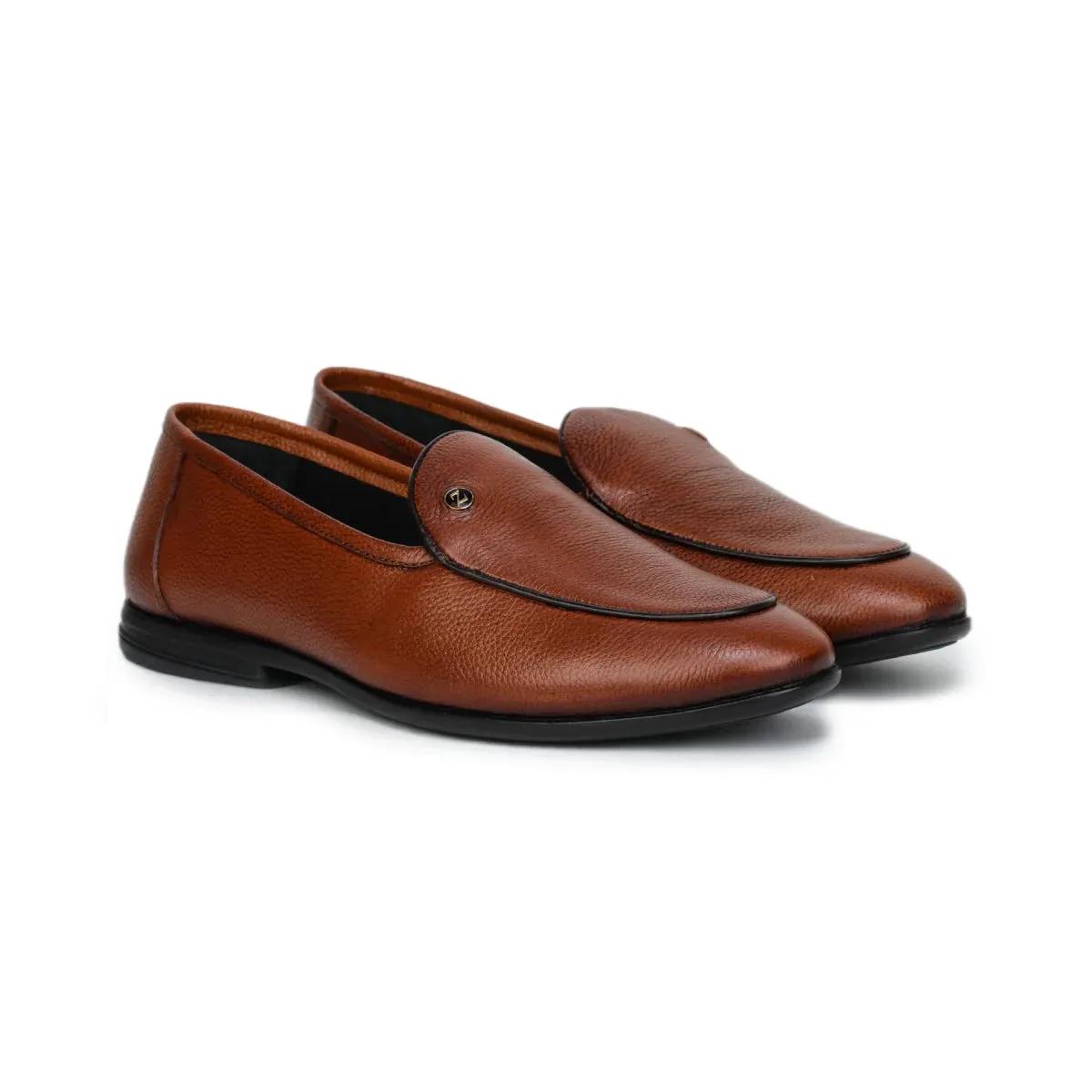 Black Formal Apron-Toe Loafers 1740 | Leather Shoes for Men