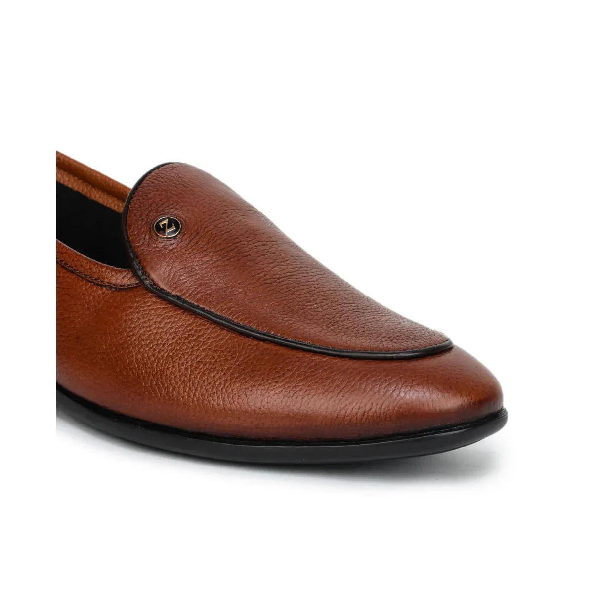 Black Formal Apron-Toe Loafers 1740 | Leather Shoes for Men
