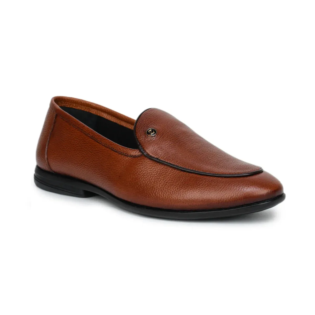 Black Formal Apron-Toe Loafers 1740 | Leather Shoes for Men