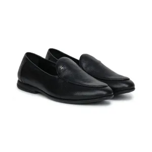 Black Formal Apron-Toe Loafers 1740 | Leather Shoes for Men