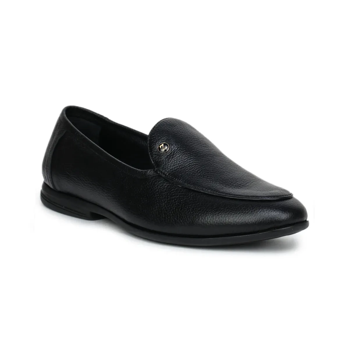 Black Formal Apron-Toe Loafers 1740 | Leather Shoes for Men