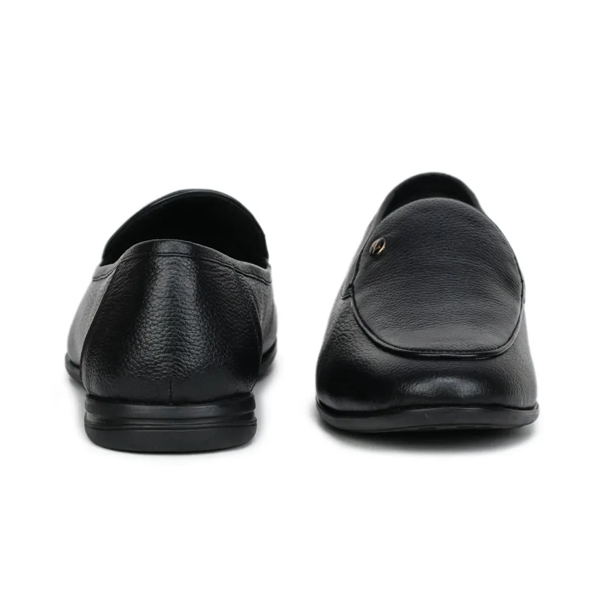 Black Formal Apron-Toe Loafers 1740 | Leather Shoes for Men