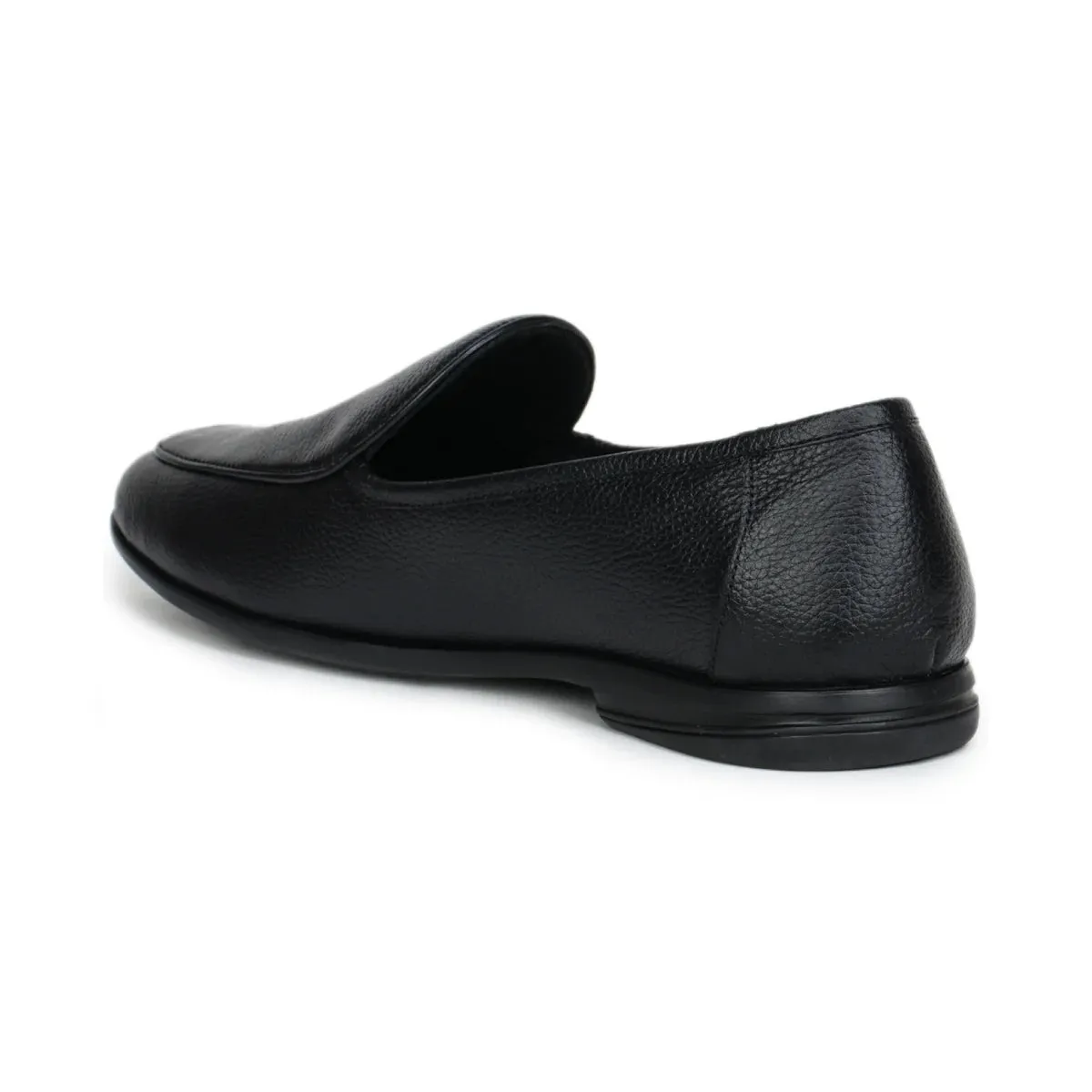 Black Formal Apron-Toe Loafers 1740 | Leather Shoes for Men
