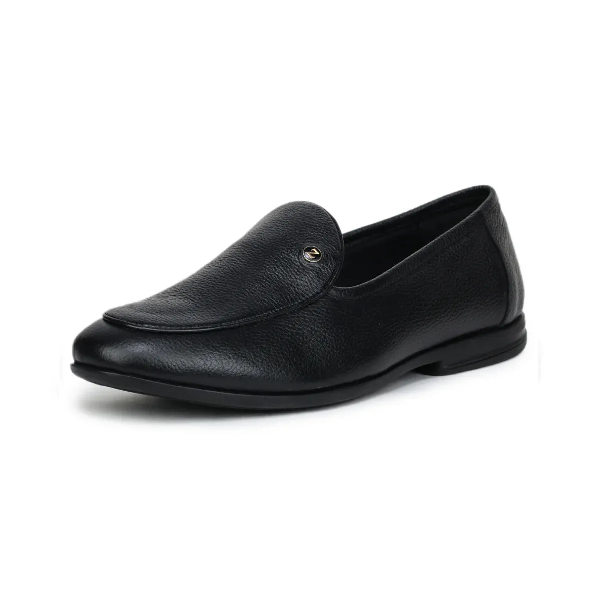 Black Formal Apron-Toe Loafers 1740 | Leather Shoes for Men