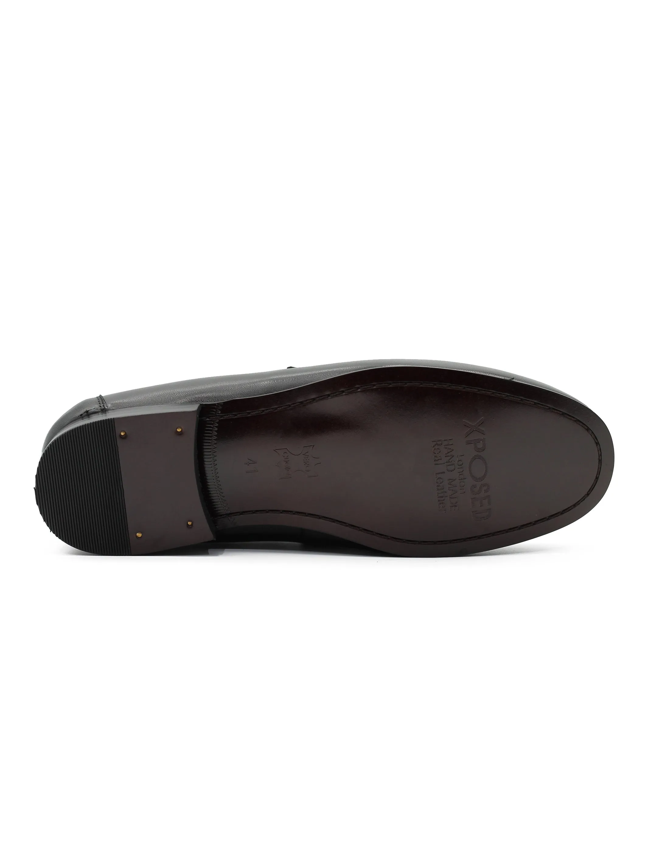 BLACK LEATHER SNAFFLE BIT LOAFERS
