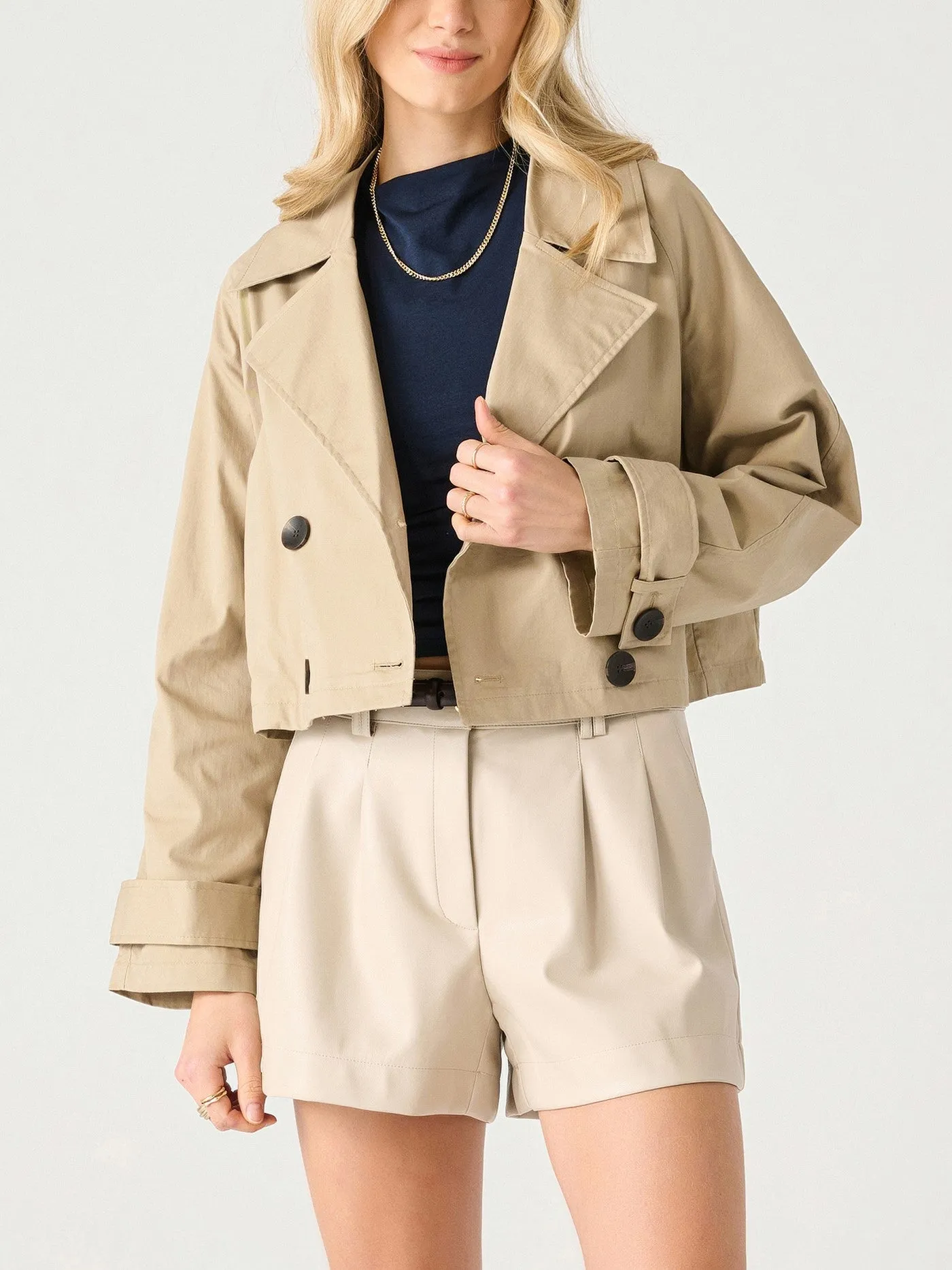 BLACK TAPE Cropped Trench Coat