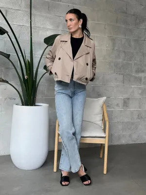 BLACK TAPE Cropped Trench Coat