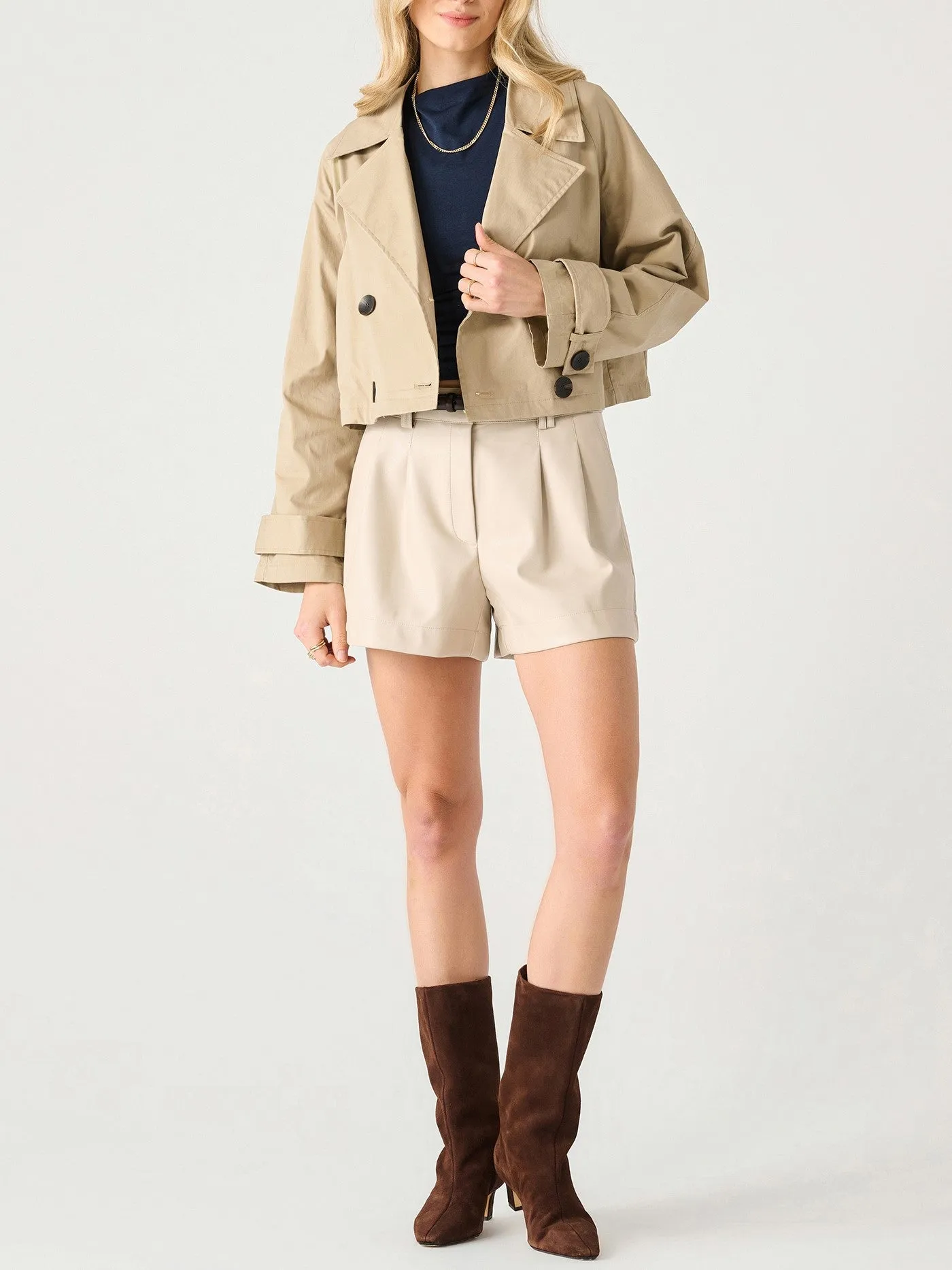 BLACK TAPE Cropped Trench Coat