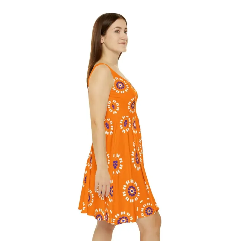 Bloom Eco Chic Skater Dress with White Flower Pattern