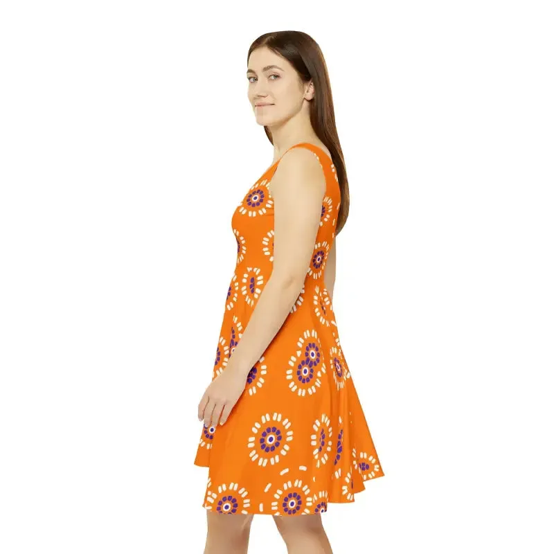 Bloom Eco Chic Skater Dress with White Flower Pattern