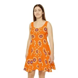 Bloom Eco Chic Skater Dress with White Flower Pattern