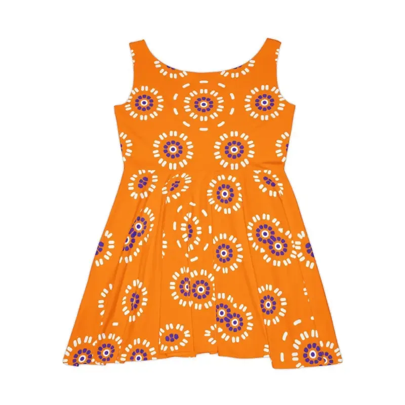Bloom Eco Chic Skater Dress with White Flower Pattern