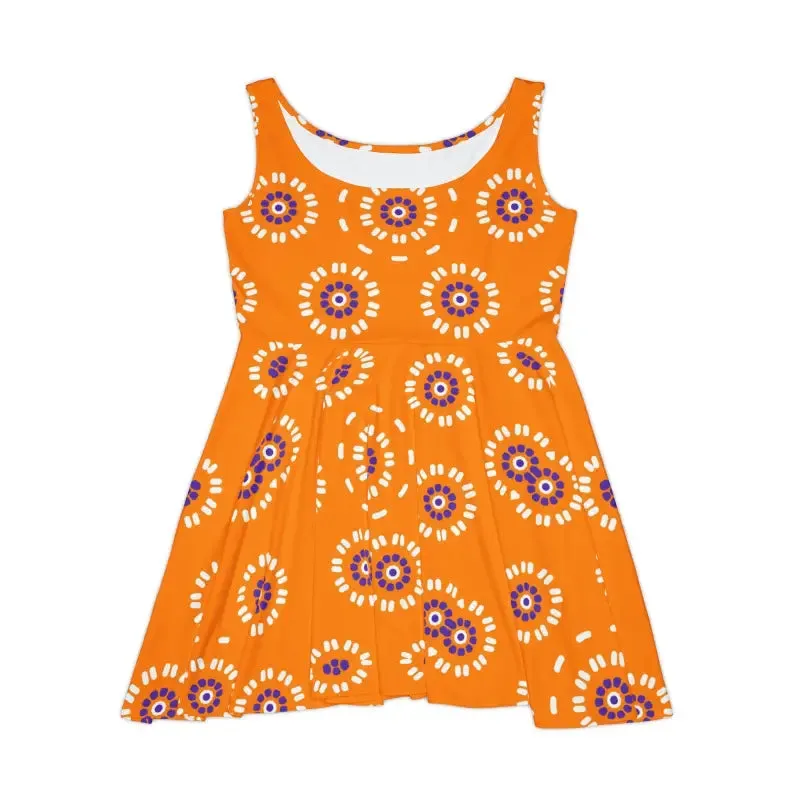 Bloom Eco Chic Skater Dress with White Flower Pattern