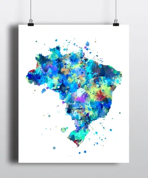 Brazil Map Art Print - Unframed
