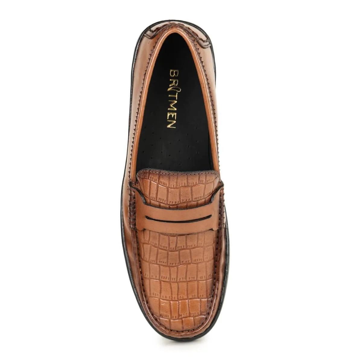 Britmen S-21 Men's Leather Contemporary Penny Loafers
