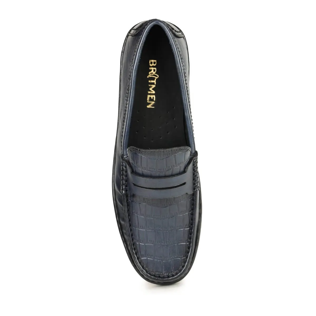 Britmen S-21 Men's Leather Contemporary Penny Loafers