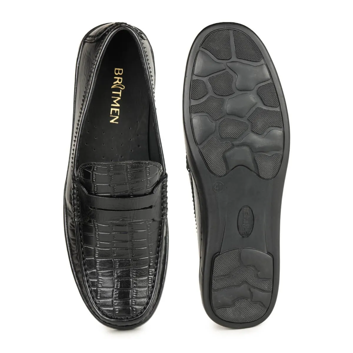 Britmen S-21 Men's Leather Contemporary Penny Loafers