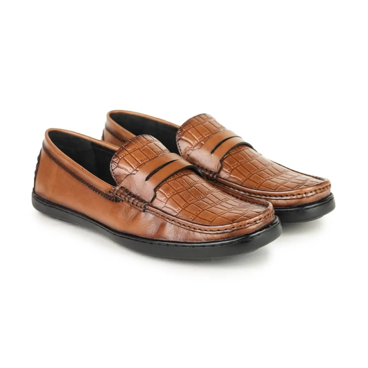 Britmen S-21 Men's Leather Contemporary Penny Loafers