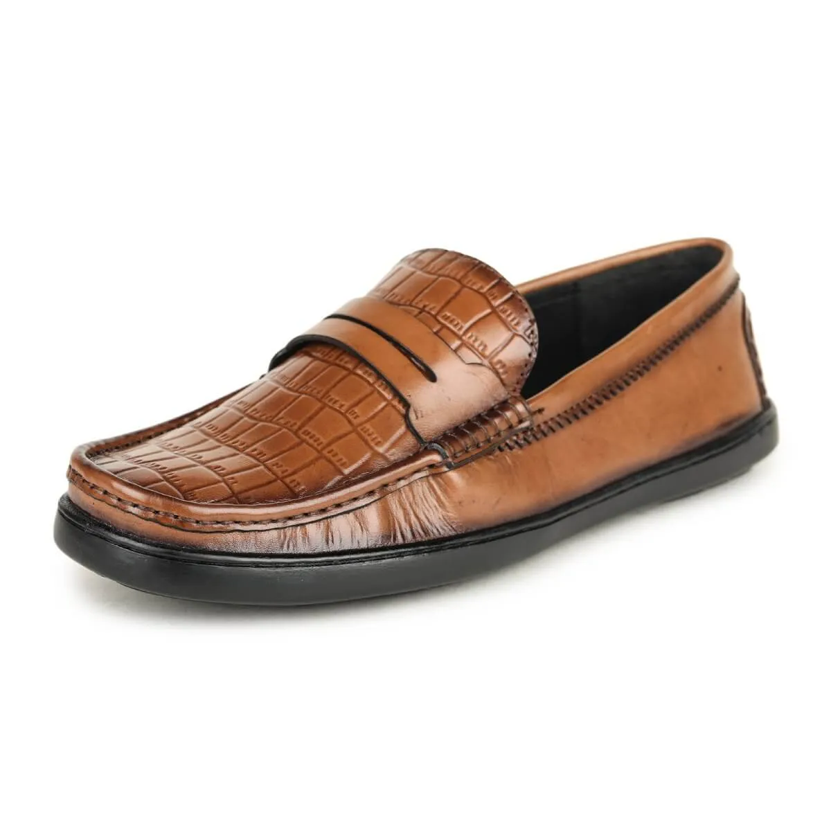 Britmen S-21 Men's Leather Contemporary Penny Loafers