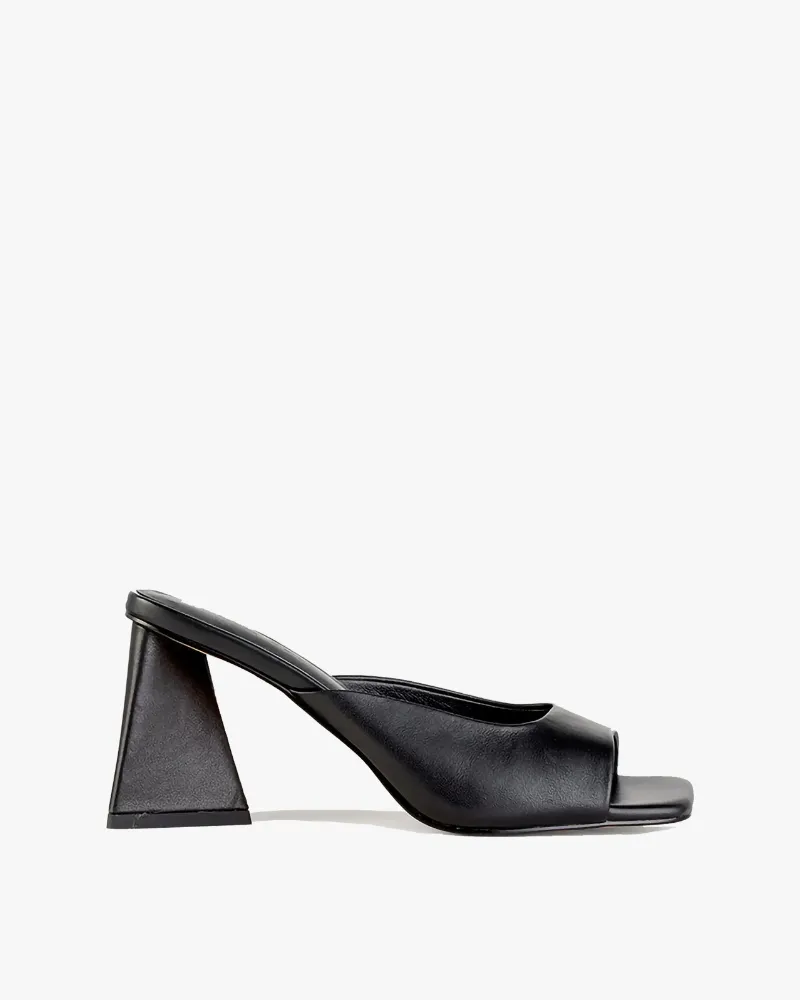 Brooke High Heel Mule Black Leather
