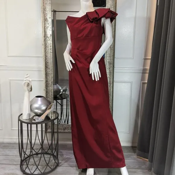 Burgundy Maroon Formal Evening Dress Gown