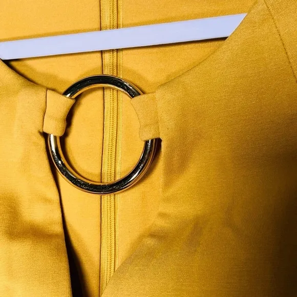 Calvin Klein formal dress ochre with gold hardware 8