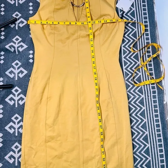 Calvin Klein formal dress ochre with gold hardware 8